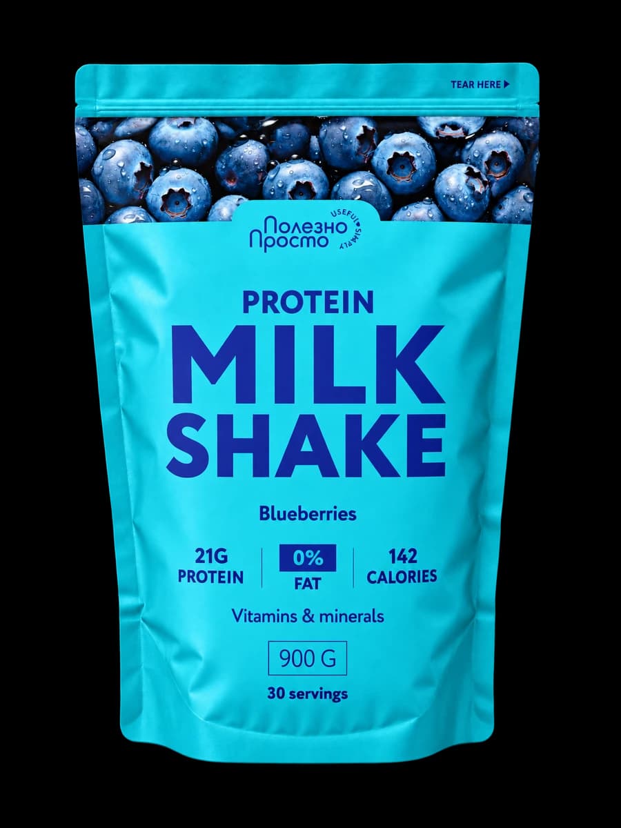 Protein Milk Shake Полезно Просто, вкус черника, 900 г