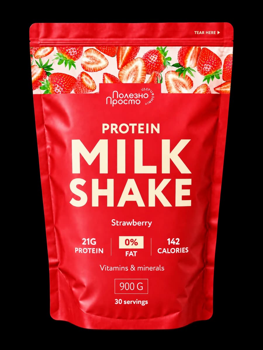 Protein Milk Shake Полезно Просто, вкус клубника, 900 г